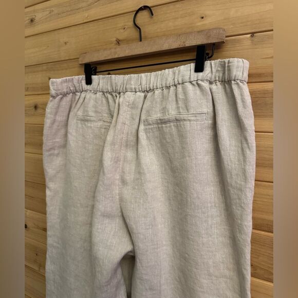 Chicos Size 3/16 Linen Ladder Trim Pull On Cropped Straight Leg Pants Breathable - Picture 7 of 11